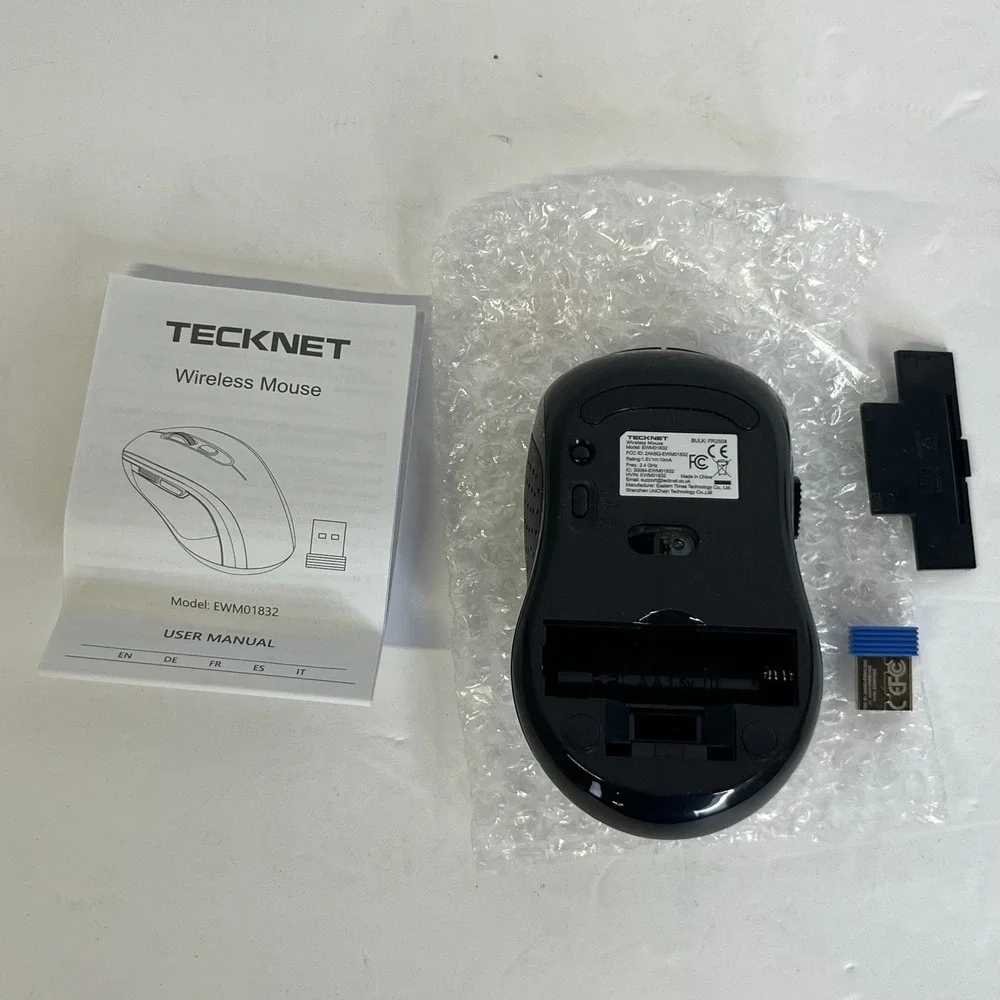 TeckNet Wireless Mouse EWM01832 Black 2.4G USB‎ Nano Receiver Optical Ergonomic